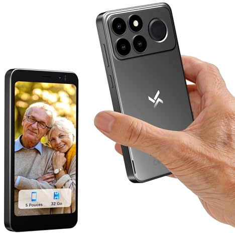 Huidun Telephone Portable Pas Cher 4G, Haut-Parleur Fort, Écran 5 HD+ 60Hz | 12Go RAM (3+9) + 32Go ROM (TF 512Go), Mini Smartphone Android Daul SIM, Face ID/GPS/OTG,Idéal Cadeau Seniors/Enfants