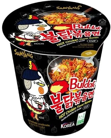 Samyang Hot Chicken Ramen Cup Noodles 70g (Pack of 6) – Korean Instant Noodles – Spicy Hot Chicken Flavour – Ready in Minutes – Convenient Cup Meal