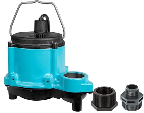 Little Giant 6-CIM-R 115-Volt, 1/3 HP, 2750 GPH Manual (No Switch) Submersible Sump Pump for Sump Systems and General Dewatering, 25-Ft. Cord, Blue, 506274