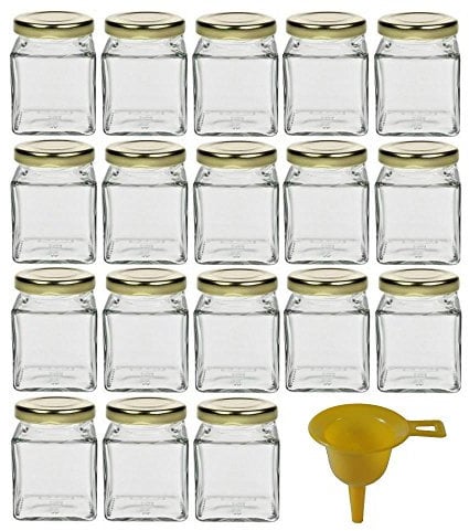 mikken Viva Haushaltswaren Tarros de mermelada/tarro de especias, vidrio, cubierta dorada, 106 ml