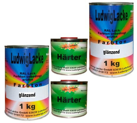 LudwigLacke 3 kg Set Autolack mit Härter RAL 9010 Reinweiss