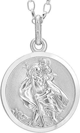 Alexander Castle Reversible 925 Sterling Silber Heiliger Christophorus Anhänger Halskette - 16mm St Christopher mit 18 Sterling Silber Kette & Schmuck Geschenk-Box