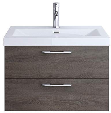 Badezimmermöbelset in Nussbaum dunkel, 2-teilig, Waschbecken (76,5cm breit) und Waschbeckenunterschrank (76,5cm breit), Serie Bavaria, montagefertig