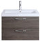Badezimmermöbelset in Nussbaum dunkel, 2-teilig, Waschbecken (76,5cm breit) und Waschbeckenunterschrank (76,5cm breit), Serie Bavaria, montagefertig