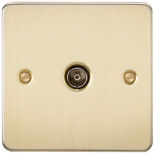 Knightsbridge FP0100BB Brushed Brass FPAV0100BB Flat Plate 1G Tv Outlet (Non-Isolated), 230 V
