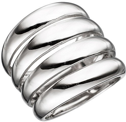 Breiter Ring Damenring mit Wölbungen 21mm breit 925 Silber rhodiniert Damen, Ringgröße:Innenumfang 56mm ~ Ø17.8mm