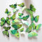 Oblique Unique 3D Schmetterlinge Blumen 12er Set Dekoration Wandtattoo (Alive (grün))
