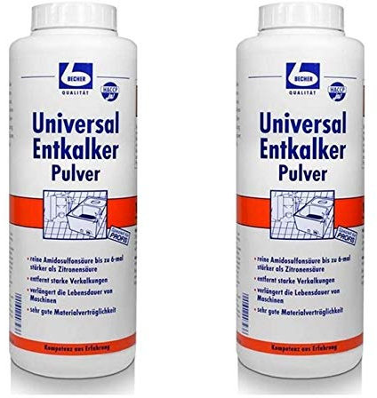 2 x DR. BECHER Universal Entkalker Pulver | Kalklöser für Kaffeemaschinen, Wasserkocher, etc | in 1 KG Pulverflasche | verlängert die Geräte-Lebensdauer | plus Gratis Thank You Aufkleber