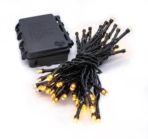 Spetebo Außen Lichterkette warm weiß mit Timer und 8 Funktionen - 192 LED / 14,5 m - Weihnachts Lichterkette mit Speicher - Garten Weihnachten Advent Winter Deko Beleuchtung Batterie betrieben