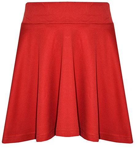 A2Z 4 Kids Girls Plain Skater Skirt Camouflage for School Trendy Soft Feel - Plain Skater Skirt Red 7-8