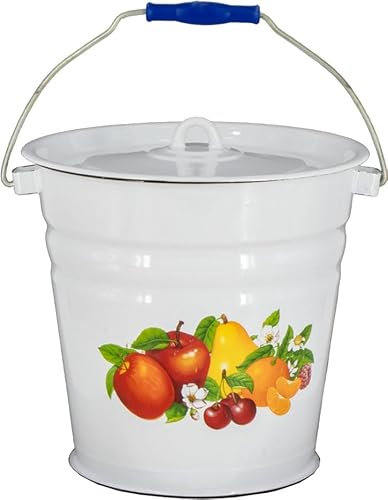 Emaille Eimer Wassereimer 12 Liter ca 28cm Durchmesser emailliert Retro Nostalgie Geschirr