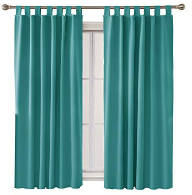 Deconovo Verdunkelungsvorhang Schlaufen Gardinen Kinderzimmer Gardinen Schlafzimmer 180x140 cm(HöhexBreite), Türkis, 2er Set