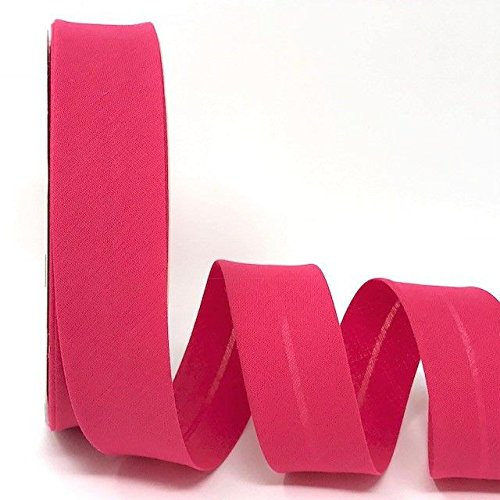 Byetsa Schrägband aus Baumwollmischgewebe, Flamingo-Muster, 30 mm, auf einer 25-m-Rolle