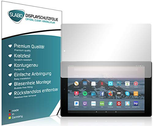 Slabo 2 x Protector de Pantalla para Amazon Fire HD 10-Tablet con Alexa (25,65cm 10,1) 2017 & 2019 lámina de Protectora Ultra Transparente