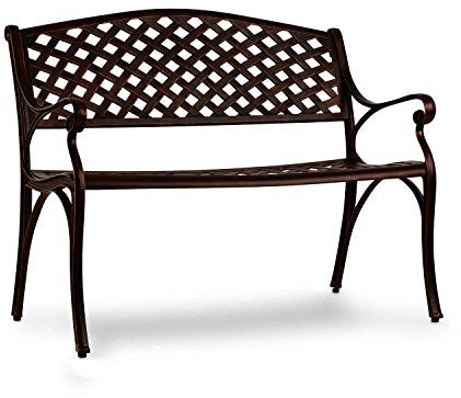 blumfeldt Pozzilli an Banc de Jardin - Matériau : Fonte d'aluminium - résistant aux intempéries, Place pour 2 Personnes, Coussin de siège Disponible séparément, Rétro 3 Marron foncé
