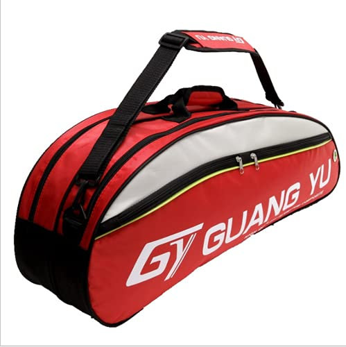 IPENNY Super Groß Badminton-Rucksack 800D Nylon Wasserdicht Tragbar Badminton Schläger Tasche Große Kapazität Sporttasche für 6 Schläger Multifunktion Umhängetasche Rot