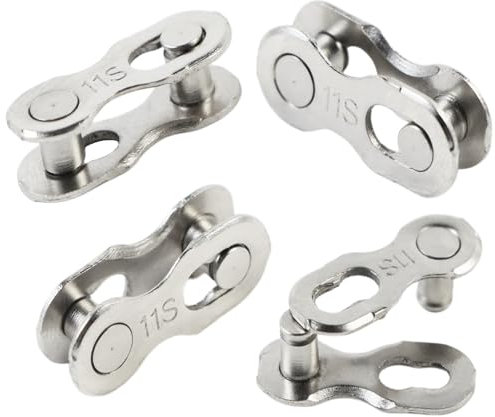 Hyamass 4 Pairs Bicycle Missing Link 11 Speed Chain Reusable Steel Bike Chain Link（Silver）