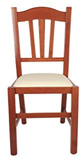 Sedia Silvana, in Legno Massello, con Seduta Imbottita, Vari Colori Disponibili, 100% Made in Italy, Ordine Minimo 2 Pezzi (Ciliegio, Imbottita Beige)