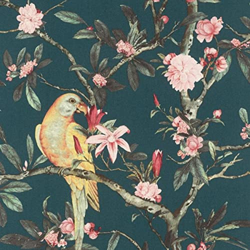 Rasch Wallpaper 543353 Exotic Bird Teal/Multi