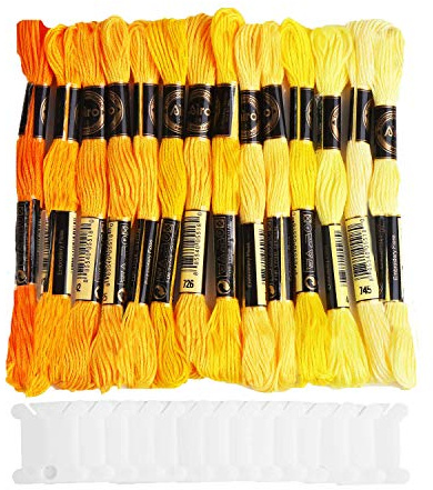 Suloli Embroidery Threads, Cross Stitch Floss (Yellow Series, 14 Skeins Per Pack)