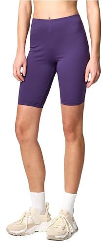 Merry Style Damen Sport Leggings kurz Sportleggings Radlerhose Sporthose aus Baumwolle MS10-200 (Purpur,M)