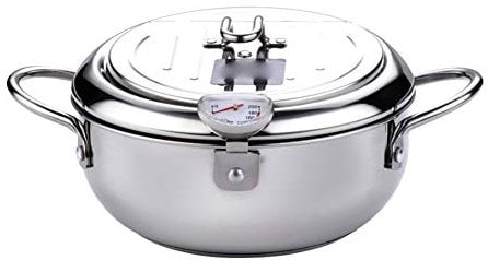 Deep Fryer Pot Mini Turkey Deep Oil Fat Fryer Pan Stainless Steel Japanese Fryer Cooking Pot with Lid Temperature Control L
