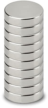 MAUL Neodym Magnet Ø 12 x 3 mm (10er Pack) | Magnete für einen vielseitigen Einsatz | Magnet rund mit elegantem und modernem Design | Magnete stark für Magnetboard, Magnetband | Silber