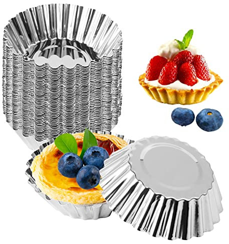 SVUPUE Egg Tart Molds 30 Pcs, Pudding Moulds, Cake Mold, of Egg Tart MoldTool 7cm,for Pudding, Muffins, Cakes, Baking Cookie Moulds