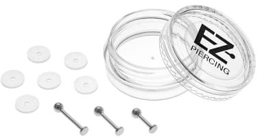 Titan Labret Piercing 3er SET für Helix Piercings und gegen Wildfleisch an Ohr Piercings und Lippenpiercings inkl. 6 Anti Wildfleisch Discs