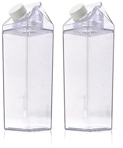GTGX HK Milchwasserflasche Kunststoff Klarheit Pitcher Jug Transparente Becher Leckdichte Kreative Getränk Carafe, 2 Packung (Color : 500ml)