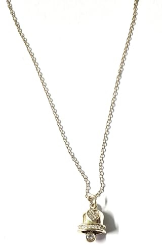 Damen-Halskette aus Edelstahl mit Glocke Glücksbringer mit Kristallen inklusive Box, Legierter Stahl, Silber, Gold