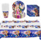 LHYQDM Prinzessin Rapunzel Geburtstag Party Set, 61 Pcs, Rosa, Weiß, 20 Teller, 20 Becher, 20 Servietten, 1 Tischdecke, Kindergeburtstag Deko