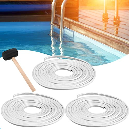 Preboun 54,9 m Schwimmbad-Auskleidung Schloss Rolle Pool Perlenschloss Weiß | Pool Liner Bead Wedge Lock Flexible Perlen Pool Liner Clips Perlenschloss für oberirdischen Inground Pool Fiberglas Pool