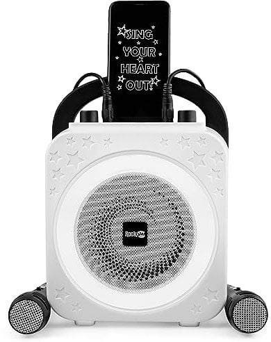 RockJam Ring Bluetooth Karaoke Machine with Two Mics Recargable, inalámbrico Negro