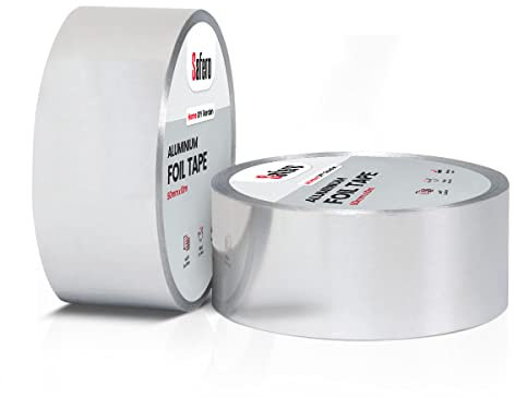 Pack of 2 Aluminium Foil Tape, 50mm x 10 meter Strong Adhesive Heat Resistance Water Proof Foil Insulation Tape for Shielding Panels, Pipes, Ducts and other DIY Repair for Protection and Support