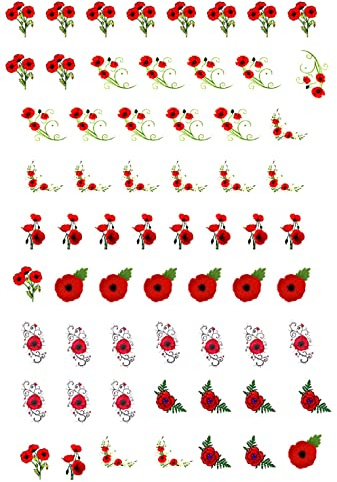 Poppy Collection (Remembrance Day Poppy Nail Art Decals C2)