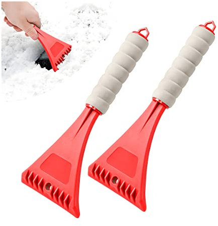 JNNJ 2 Stück Winter Autoscheiben Schneeschaufel, Eiskratzer Kratzer Auto, Zubehör für Autos, Benutzt für Eiskratzer für Autos Windschutzscheibe Heckscheiben(Rot)