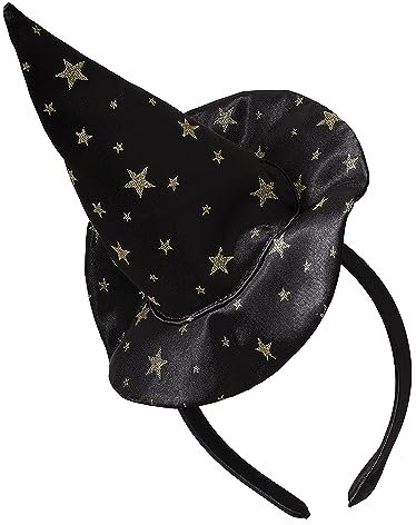 Ginger Ray Girls Black & Gold Star Witches Hat Headband for Halloween Costume Parties