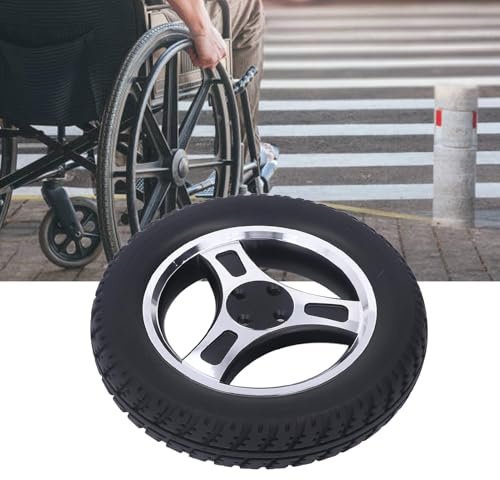 Ersatz Für Rollstuhl Räder 250mm, (10 Zoll) 250 * 50 mm Rutschfeste Rollstuhlrad Ohne Luftbefüllung PU-Räder Nabe Aus Legiertem Stahl, 4 Löcher 6 mm Ersatzreifen Für Elektrisches