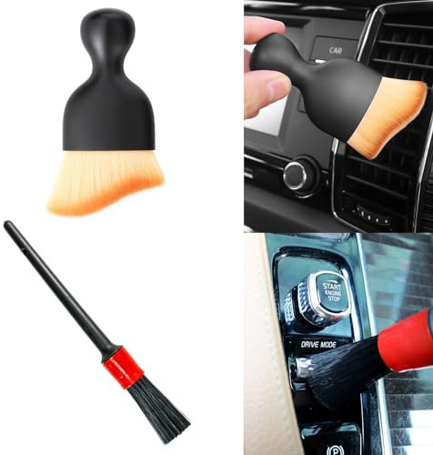 Cepillo para Coche Interior,Brocha Limpieza Coche,Auto Detailing Brush,Limpieza Interior del Coche,Cepillo para Detalles Coche,Cepillo Limpieza Salida Aire,Plumero para Salpicadero de Automóvil