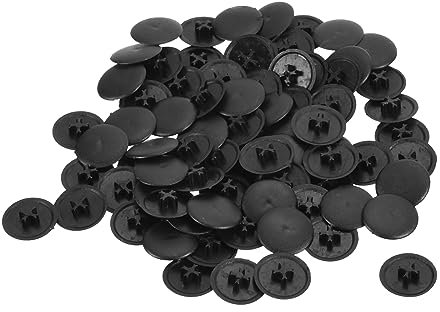 QUARKZMAN 17mm Dia Vis Bouchon Couvre x 100pcs Ronde Forme Plastique Vis Tête coquille Couvercles pour Maison Meuble Taraudage Vis Décoration, [Noir]