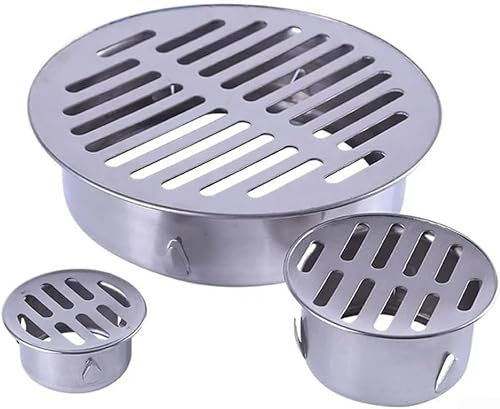 Protezione rotonda per scarico del balcone, in acciaio inossidabile, copertura per drenaggio del pavimento rotondo, tappo per tubi di drenaggio per acqua piovana, per tubi di drenaggio all'aperto,