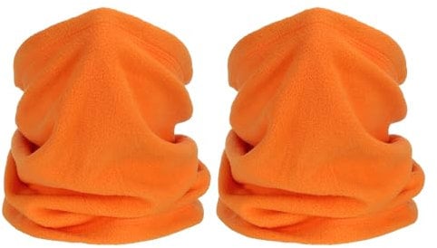 PATIKIL Winter Neck Warmer, 2 Pack Drawstring Warm Face Scarf Face Covering Windproof Neck Gaiter for Men Women, Orange