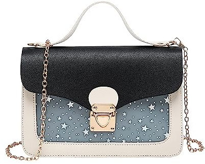 Vologle Mädchenkette Minitasche,Kleine Mädchen Kleine Tasche,Kleine Mädchenhandtasche,Mädchenhandtasche Mit Abnehmbarer Kette für Mädchen Teenager (Schwarzer Stern)