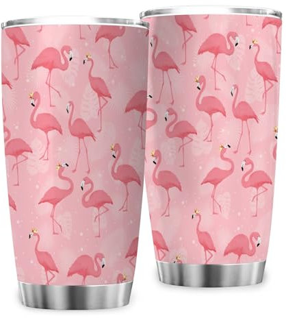 Zbbfwu Flamingo Print Kaffeebecher to go Thermobecher Edelstahl Auslaufsicher Kaffeetasse Isolierbecher Flamingo 600ml