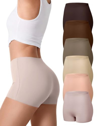 SHARICCA Boxershorts Damen Nahtlos Weich Unterhosen Damen Hohe Taille Radlerhose Hotpants Unterwäsche Boxershorts Seamless Mehrpack XS-XXL