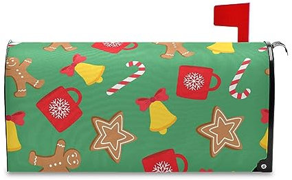 Sipeigyd Couverture magnétique de boîte aux lettres de Noël en pain d'épices de taille standard pour extérieur, jardin, cour, maison - 45,7 x 52,6 cm