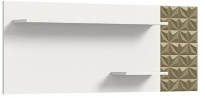 xonox.home Prisma X76J4T52 Wandboard Regal Wandregal in weiß melamin, Absetzung Gold Nb. ca.140x53x17cm