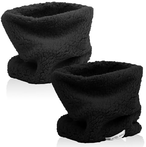 Risipu 2 Stück Winter Fleece Warm Kinder Schal Jungen Mädchen Runde Schals Winddicht Hals Wärmer Gesicht Abdeckung Maske (2Stück - Schwarz + Dunkelgrau)