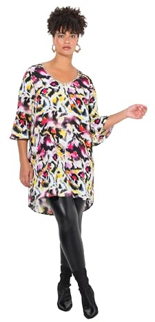 MIAMODA Damen große Größen Übergrößen Plus Size Tunika, A-Linie, Alloverdruck, 3/4-Ärmel schneeweiß 52 837100200-52